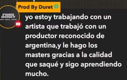 Mensaje de un alumno: mastericé una canción para un artista de un productor reconocido de Argentina.